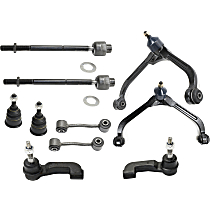 Front, Driver and Passenger Side Control Arm Kit, Four Wheel Drive/Rear Wheel Drive, includes Ball Joints, Sway Bar Links, and Tie Rod Ends
