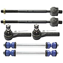 6-Piece Kit Front, Driver and Passenger Side Suspension Includes Sway Bar Link and Tie Rod End