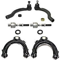 6-Piece Kit Front, Driver and Passenger Side, Upper Control Arm, includes Tie Rod Ends, 2.4L Engine