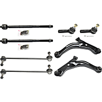 Front, Driver and Passenger Side, Lower Control Arm Kit, Improved design, includes Sway Bar Links and Tie Rod Ends