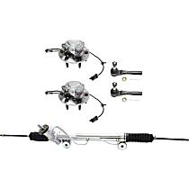 5-Piece Kit Front, Driver and Passenger Side Suspension, includes Steering Rack, Tie Rod End, and Wheel Hub