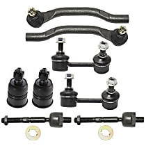 8-Piece Kit Front, Driver and Passenger Side Suspension Kit, includes (2) Ball Joint, (2) Sway Bar Link, and (4) Tie Rod End