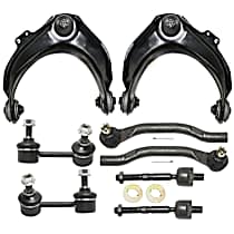 8-Piece Kit Front, Driver and Passenger Side, Upper Control Arm Kit, includes (2) Control Arm, (2) Sway Bar Link, and (4) Tie Rod End