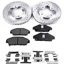 4-Piece Kit Front Brake Disc and Pad Kit, Cross-drilled and Slotted, 4 Lugs, 260.1 mm, Ceramic, Sedan, With Nissin Brake System, EX, 2.2L 4Cyl, SureStop Performance Replacement  Includes (2) Brake Disc and (1) Brake Pad Set