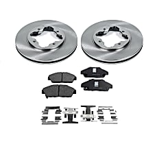 4-Piece Kit Front Brake Disc and Pad Kit, Plain Surface, 4 Lugs, Ceramic, Sedan, With Nissin Brake System, LX, 2.2L 4Cyl, SureStop OE Replacement  Includes (2) Brake Disc and (1) Brake Pad Set