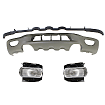 3-Piece Kit Front Valance, For Models With Fog Lights and Tow Hook, Valance Panel, Painted Beige, Includes (2) Fog Light and (1) Valance