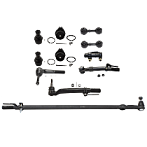 11-Piece Kit Front, Driver and Passenger Side Suspension with Ball Joints, Drag Link, Sway Bar Links, Tie Rod Adjusting Sleeve, and Tie Rod Ends, 4WD