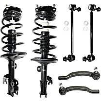 6-Piece Kit Front, Driver and Passenger Side Suspension with Loaded Struts, Sway Bar Links, and Tie Rod Ends, Front Wheel Drive