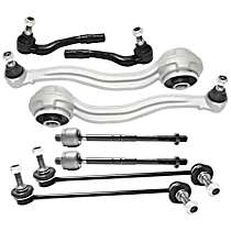 8-Piece Kit Front, Driver and Passenger Side, Lower, Frontward Control Arm Kit, Includes (2) Control Arm, (2) Sway Bar Link, and (4) Tie Rod End