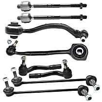 Front, Driver and Passenger Side, Lower, Rearward Control Arm Kit, 12 mm. Stud, Rear Wheel Drive, includes Sway Bar Links and Tie Rod Ends