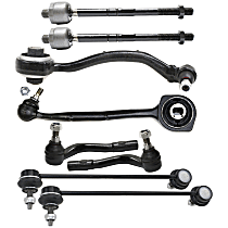 Front, Driver and Passenger Side, Lower, Rearward Control Arm Kit, Rear Wheel Drive, includes Sway Bar Links and Tie Rod Ends