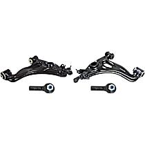 4-Piece Kit Front, Driver and Passenger Side, Lower Control Arm Kit, Includes (2) Control Arm and (2) Tie Rod End