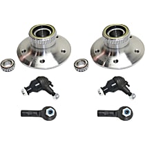 Front, Driver and Passenger Side Suspension Kit, includes Ball Joint, Tie Rod End, and Wheel Hub