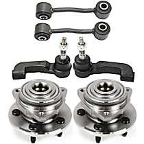 6-Piece Kit Front, Driver and Passenger Side Suspension, Includes Sway Bar Links, Tie Rod Ends, and Wheel Hubs, Non-ABS