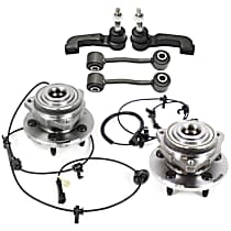 6-Piece Kit Front, Driver and Passenger Side Suspension, includes Sway Bar Link, Tie Rod End, and Wheel Hub