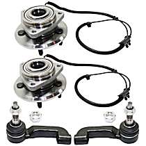 4-Piece Kit Front, Driver and Passenger Side Suspension, includes Tie Rod End and Wheel Hub