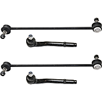 4-Piece Kit Front, Driver and Passenger Side Suspension, includes Sway Bar Link and Tie Rod End