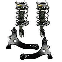 4-Piece Kit Front, Driver and Passenger Side Control Arm with Shock Absorber and Strut Assembly, For Models with 24mm Bar Diameter