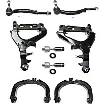 8-Piece Kit Front, Driver and Passenger Side, Upper and Lower Control Arm Kit, RWD, with 16 (mm) Threads, with Female Threads, includes (4) Control Arm and (4) Tie Rod End