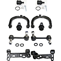 10-Piece Kit Front, Driver and Passenger Side, Upper Control Arm Kit, includes (4) Ball Joint, (2) Control Arm, (2) Control Arm Bracket, and (2) Sway Bar Link