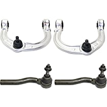 4-Piece Kit Front, Driver and Passenger Side, Upper Control Arm Kit, includes (2) Control Arm and (2) Tie Rod End