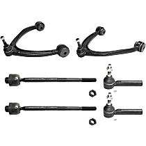 Front, Driver and Passenger Side, Upper Control Arm Kit, includes Tie Rod Ends