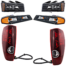6-Piece Kit Driver and Passenger Side Halogen Headlight, With bulb(s), For Models Without Performance Xtreme Package, OE Replacement,  Includes (2) Headlight, (2) Corner Light and (2) Tail Light