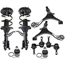 Front, Driver and Passenger Side Control Arm Kit, Four Wheel Drive and Front Wheel Drive, includes Ball Joints, Shock Absorber and Strut Assembly, and Sway Bar Links