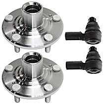 4-Piece Kit Front, Driver and Passenger Side Wheel Hub, Japan Built Models, 5 Lugs, Without Bearing,  Includes (2) Tie Rod End and (2) Wheel Hub