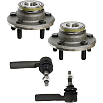 4-Piece Kit Front, Driver and Passenger Side Wheel Hub, 5 Lugs, With Bearing, includes (2) Tie Rod End and (2) Wheel Hub