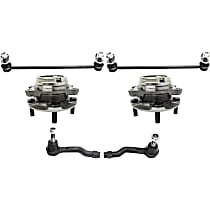 6-Piece Kit Front, Driver and Passenger Side Suspension, includes Sway Bar Link, Tie Rod End, and Wheel Hub