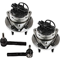 4-Piece Kit Front, Driver and Passenger Side Wheel Hub, 4-Wheel ABS, Turbocharged, 5 Lugs, With Bearing, With Sensor, includes (2) Tie Rod End and (2) Wheel Hub