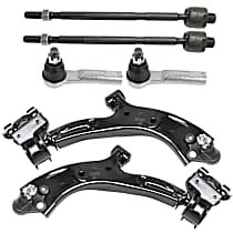 6-Piece Kit Front, Driver and Passenger Side, Lower Control Arm Kit, Four Wheel Drive, Japan Production Identified By 1st Digit Of VIN J,  Includes (2) Control Arm and (4) Tie Rod End