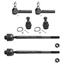 6-Piece Kit Front, Driver and Passenger Side Suspension Kit, 4.150 in. Length, For Cast Iron Arm, Without Aluminum Steering Knuckles, includes (2) Ball Joint and (4) Tie Rod End