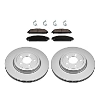 4-Piece Kit Front Brake Disc and Pad Kit, Plain Surface, 5 Lugs, Ceramic, RWD, Evolution Geomet Coated High Carbon  Includes (2) Brake Disc and (1) Brake Pad Set