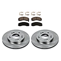 Front Brake Disc and Pad Kit, Plain Surface 5 Lugs Semi-Metallic FWD Autospecialty By Powerstop
