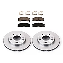 Front Brake Disc and Pad Kit, Plain Surface, 5 Lugs, Semi-Metallic, FWD, Evolution Geomet Coated High Carbon
