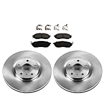 Front Brake Disc and Pad Kit, Plain Surface, 5 Lugs, Ceramic, For Models Without Sports Brake Package, 320mm Front, 203mm Rear Rotor, Autospecialty By Powerstop