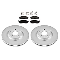 Front Brake Disc and Pad Kit, Plain Surface, 5 Lugs, Ceramic, Without Sports Brake Package, 320mm Front, 203mm Rear Rotor, Evolution Geomet Coated High Carbon