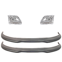 4-Piece Kit Front, Driver and Passenger Side Bumper Trim, Primed, includes Headlight
