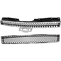 2-Piece Kit, Grille Chrome Shell with Painted Black Insert, Includes (1) Bumper Grille and (1) Grille