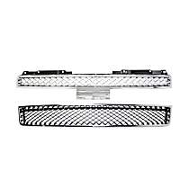 2-Piece Kit Grille, Chrome Shell with Painted Gray Insert, For Models With Off Road Package,  Includes (1) Bumper Grille and (1) Grille