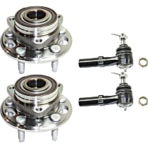 4-Piece Kit Front, Driver and Passenger Side Suspension, includes Tie Rod Ends and Wheel Hubs