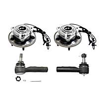 4-Piece Kit Front, Driver and Passenger Side Suspension, includes Tie Rod End and Wheel Hub