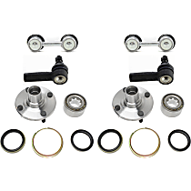 Front, Driver and Passenger Side Suspension Kit, includes Sway Bar Link, Tie Rod End, and Wheel Hub