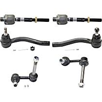 6-Piece Kit Front, Driver and Passenger Side Suspension, includes Sway Bar Link and Tie Rod End