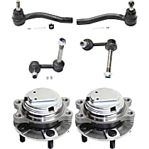 6-Piece Kit Front, Driver and Passenger Side Suspension with Sway Bar Links, Tie Rod Ends, and Wheel Hubs, Rear Wheel Drive