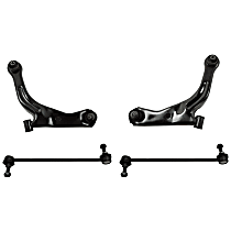 4-Piece Kit Front, Driver and Passenger Side, Lower Control Arm Kit, includes (2) Control Arm and (2) Sway Bar Link