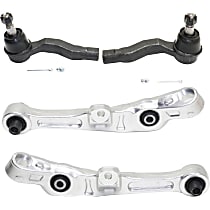 4-Piece Kit Front, Driver and Passenger Side, Lower, Frontward Control Arm, includes Tie Rod Ends