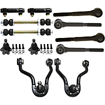 12-Piece Kit Front, Driver and Passenger Side, Upper Control Arm Kit, Includes (2) Ball Joint, (2) Control Arm, (2) Sway Bar Link, (2) Tie Rod Adjusting Sleeve, and (4) Tie Rod End